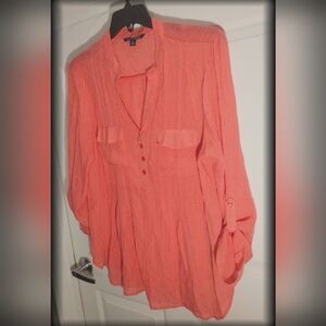 🦩New! Zac & Rachel pink light gauze long sleeve blouse Sz XL Pullover